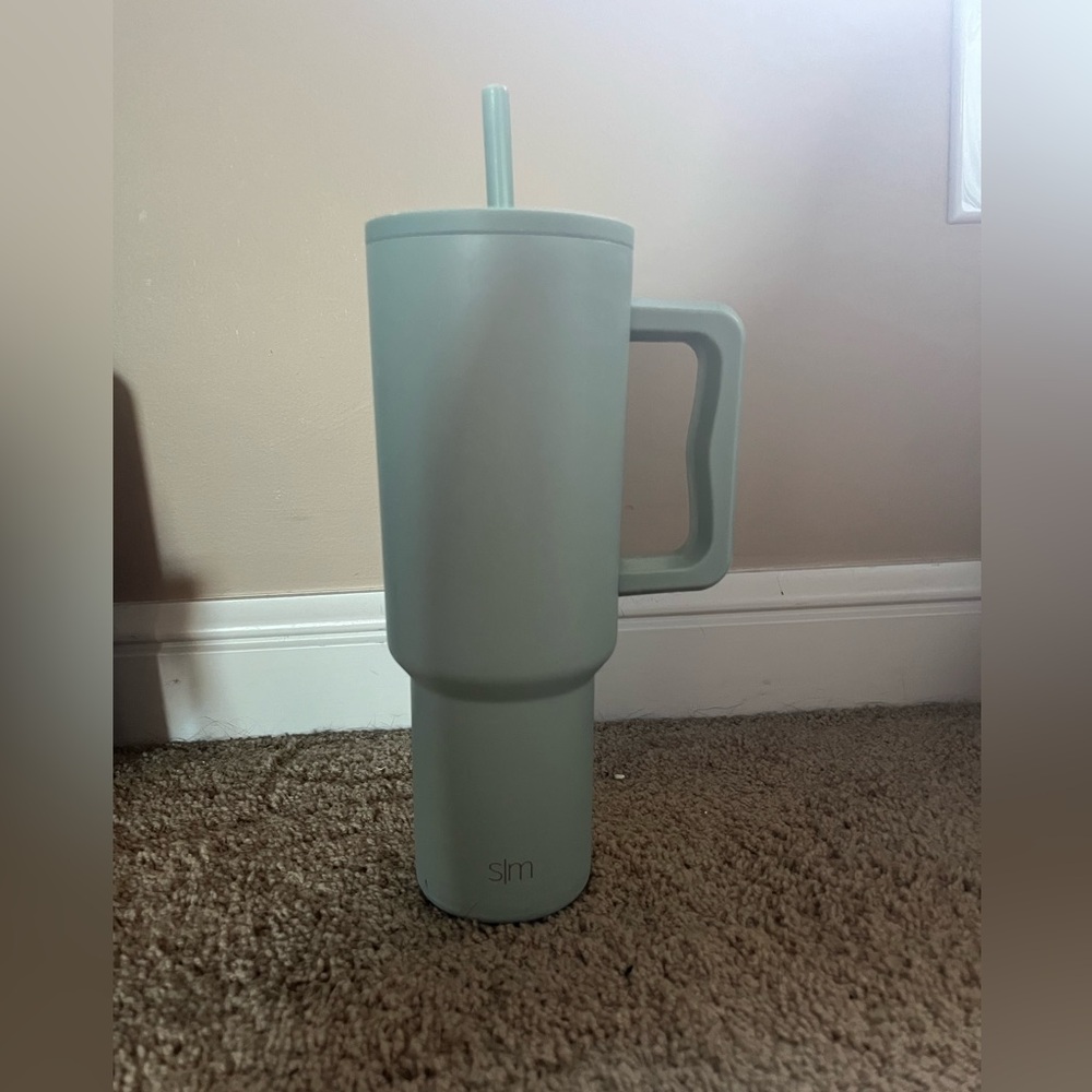 SimplyModern. Sage green 40 oz tumbler. Okay condition.